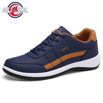 APTESOL Men PU Leather Casual Shoes Breathable Outdoor Male Tennis Walking Shoes Fashion Non-Slip Lace-up Mne's Casual Sneakers 1