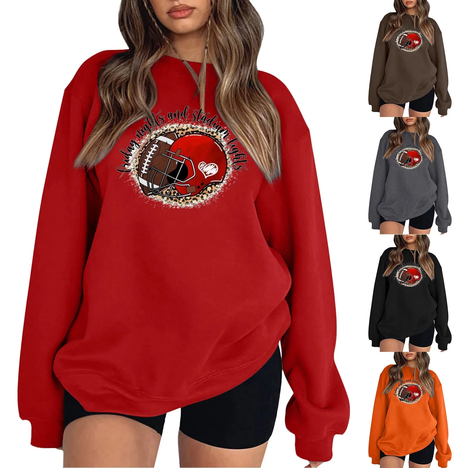 

Свитшот женский оверсайз с длинным рукавом и круглым вырезом