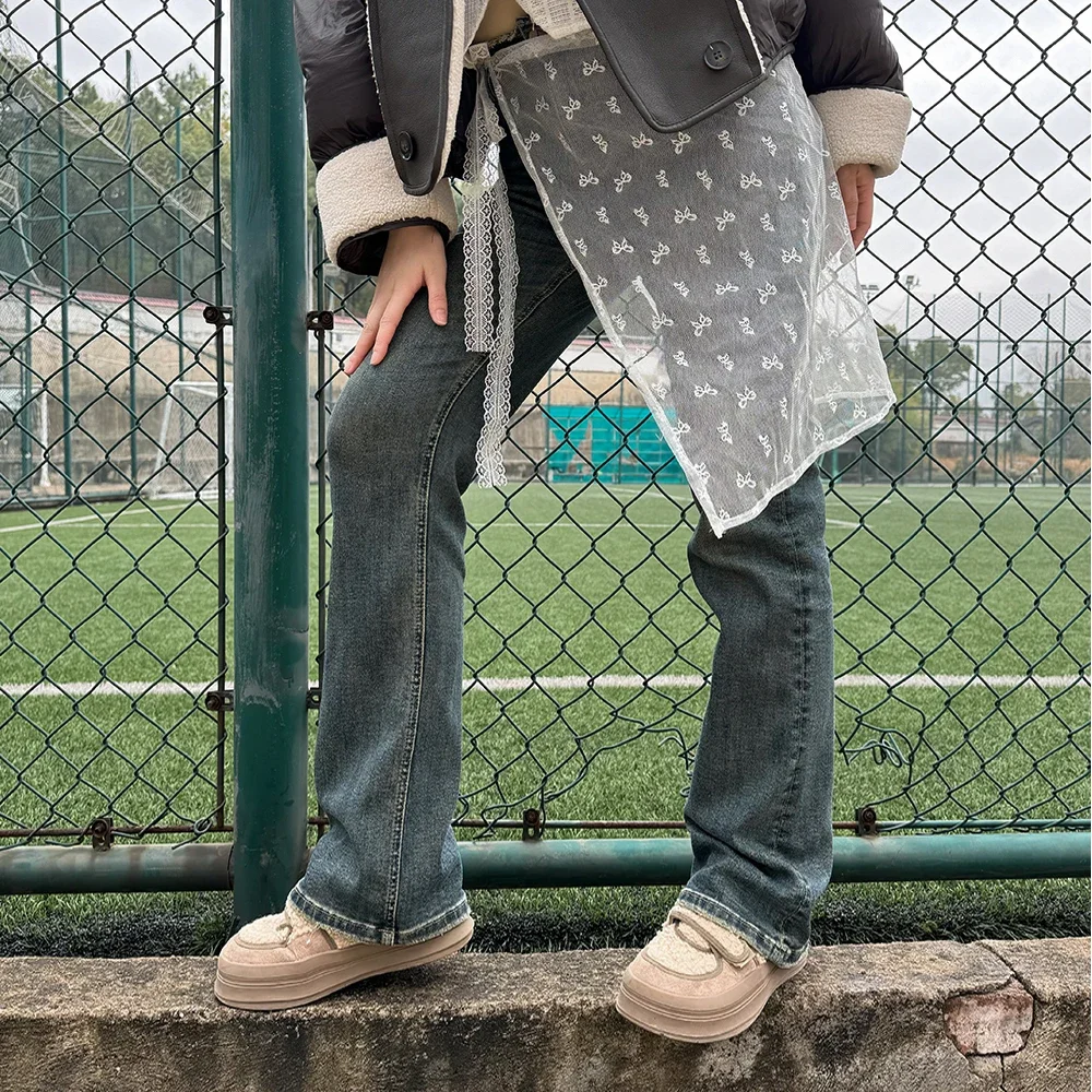 Весна-лето 2024 многослойная юбка цельнокроеная джинсовая в балетном стиле фартук