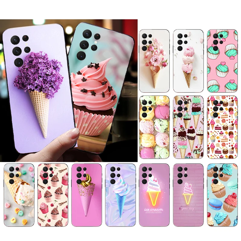

Phone Case for Samsung Galaxy S23 S22 S21 S20 Ultra S20 S22 S21 S10 S9 Plus S10E S20FE Dessert Ice Cream Macarons Cake