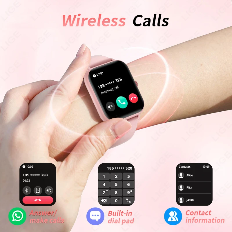 LIGE 2024 Bluetooth Call Смарт-часы Мужчины Женщины Полный сенсорный экран Спортивные