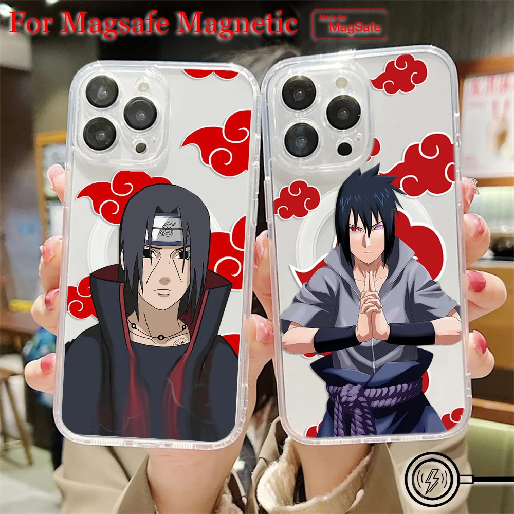 Фото Магнитный чехол для телефона Magsafe в Японии HotAnime для Narutos iPhone 16, 15, 14, 13, 12, 11, 8, 7 Plus Pro Max X XR XSMax, мягкий прозрачный чехол из ТПУ №1
