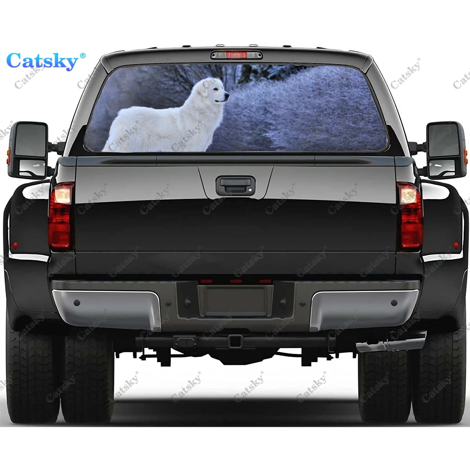 

Перфорированная виниловая наклейка на заднюю панель с изображением Пиренейских собак из ПВХ