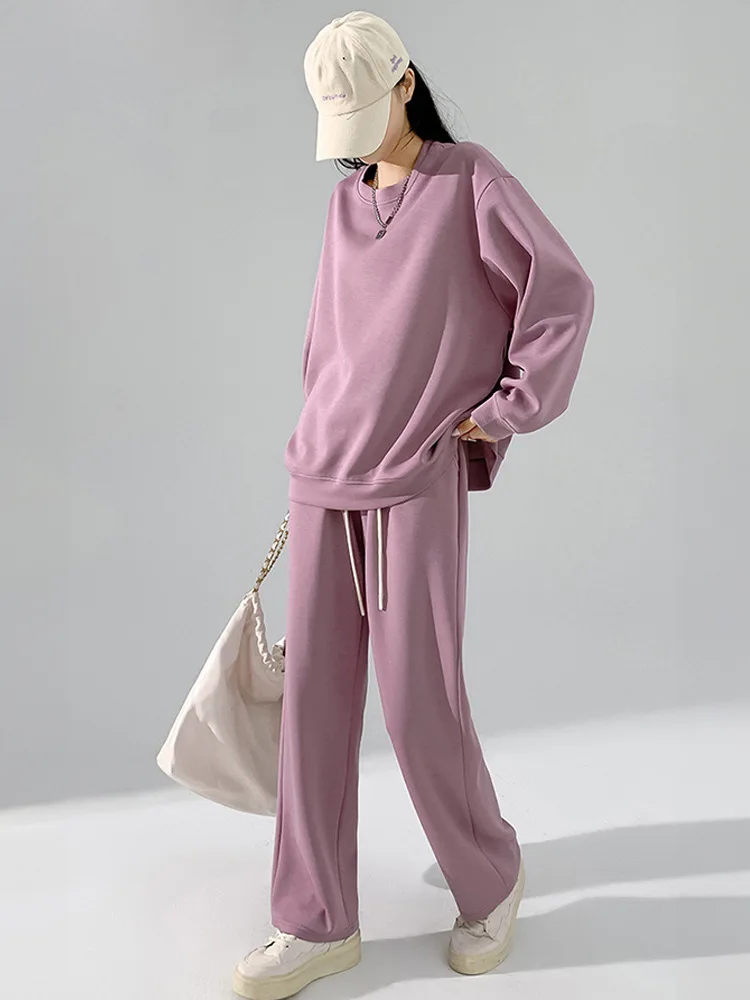 

Женский спортивный костюм Schinotch, повседневные однотонные спортивные костюмы с длинным рукавом и капюшоном, осенняя теплая толстовка, свитшоты и длинные брюки