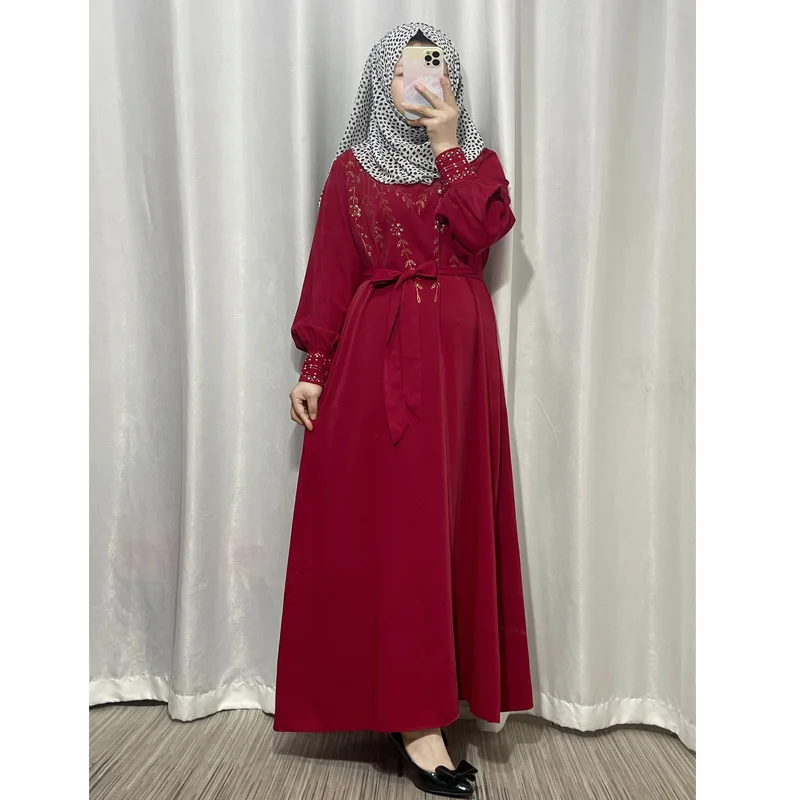 Morocco Eid Muslim Women 2023 New Diamonds Dress Abaya Party Dresses Dubai Arab Turkey Ramadan  جلابيه نسائية   long dress