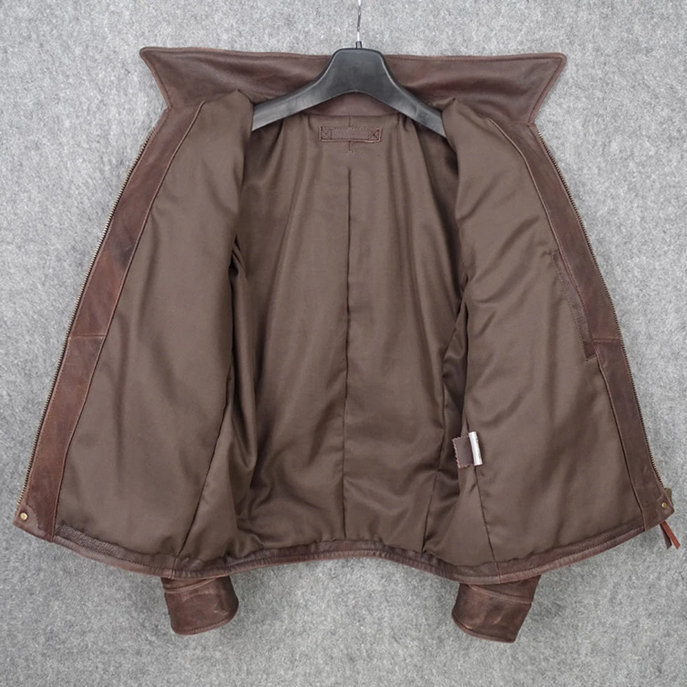 Мужской блейзер из натуральной коровьей кожи с большими карманами