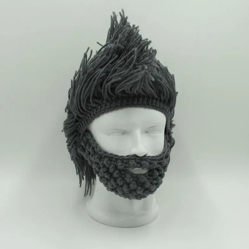Funny Knitted Wig Beard Hats Halloween Monster Cosplay Hobo Mad ...