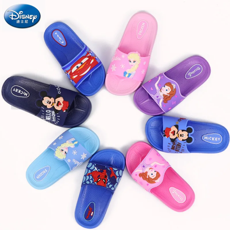 Disney Frozen Anna Elsa Shoes For Girls Children Cartoon Princess Sandals Spiderman Kids Beach Home Shoes Inside Outside Slipper