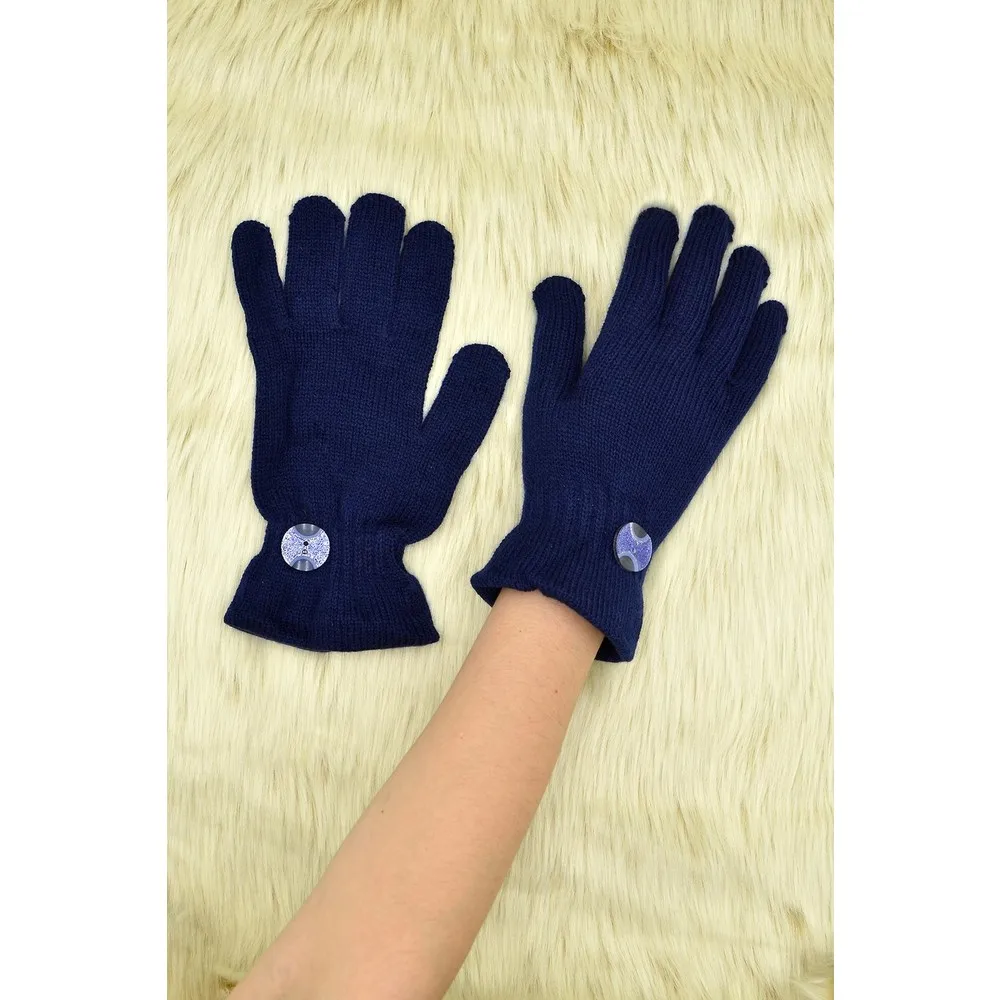 

Женские шерстяные перчатки с пуговицами Dorlie, темно-синие
