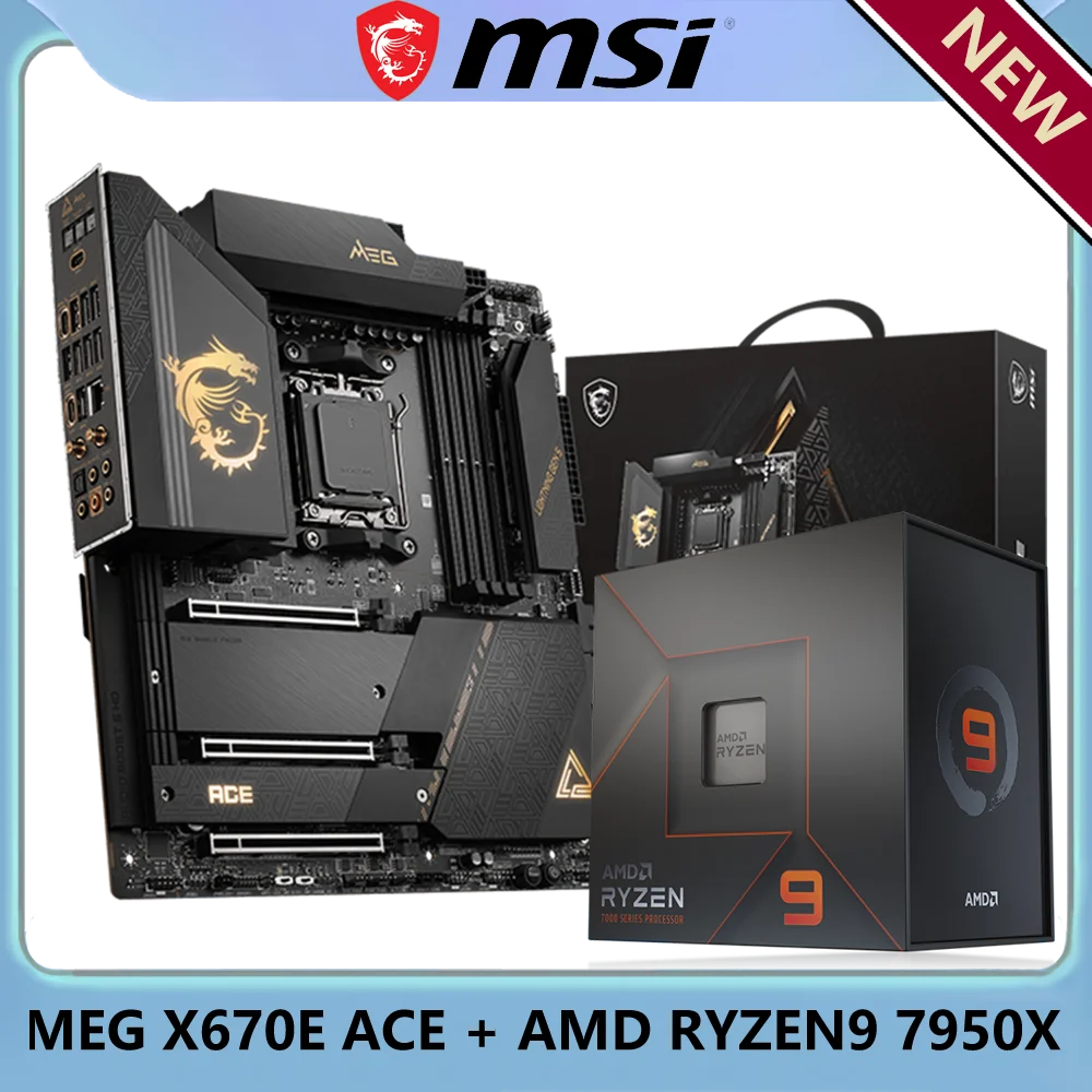 

AMD RYZEN9 7950X CPU + MSI MEG X670E ACE DDR5 Socket AM5 X670 WiFi E-ATX Computer Hardware & Software Gaming PC Motherboard