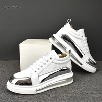 men sneakers casual fashion microfiber leather upper increased internal platform board shoes trend cool air cushion white shoes