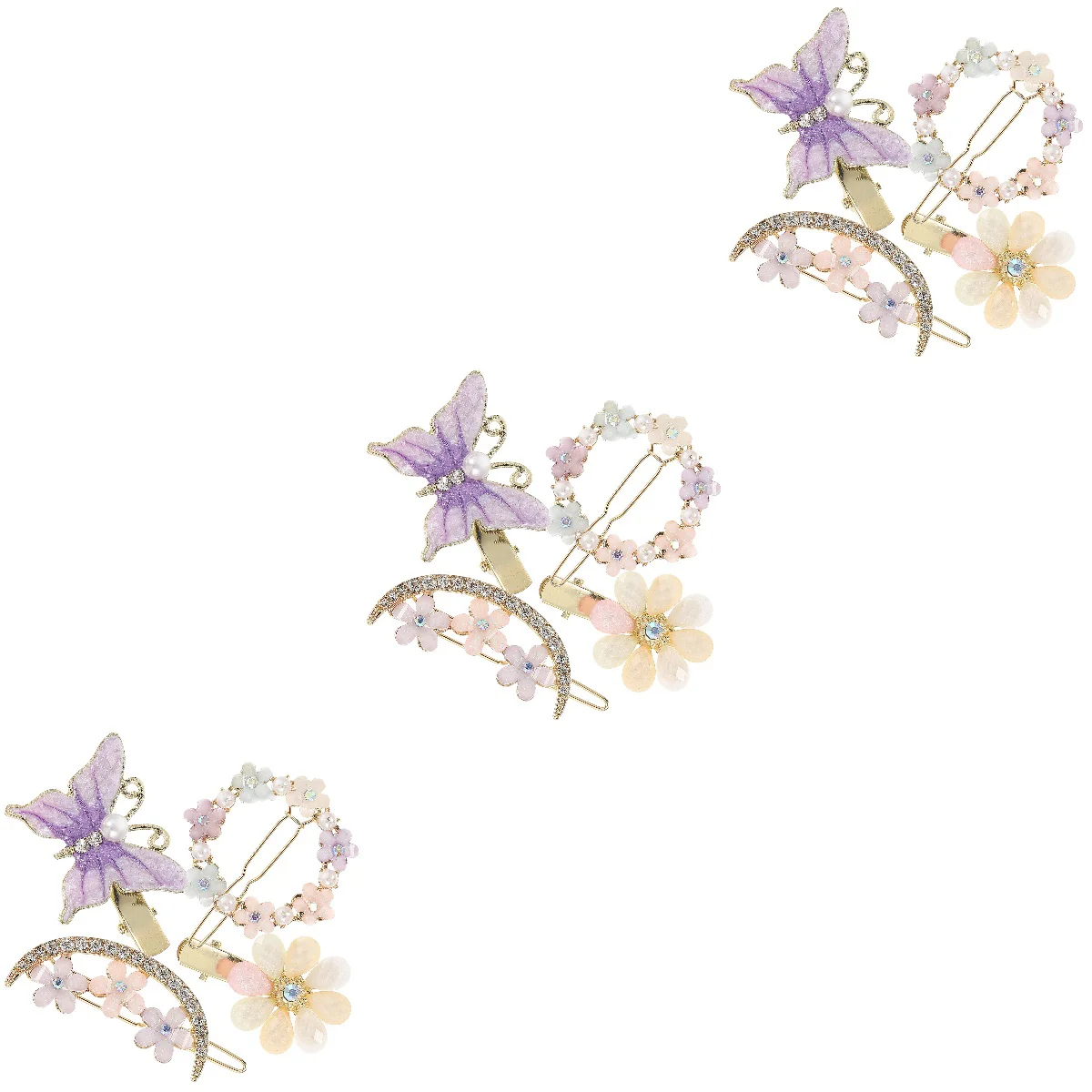

12 pcs Flower Hair Clips Butterfly Hairpins Rhinestone Hair Pins Decorative Hair Barrettes