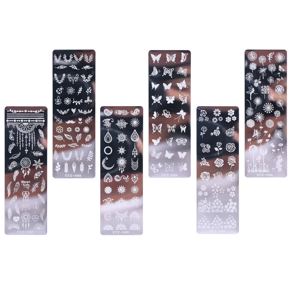 

Nail Plate Stamping Plates Template Stamps Image Printing Manicure Decor Flower Stencils Butterflies Templates Flora Pattern