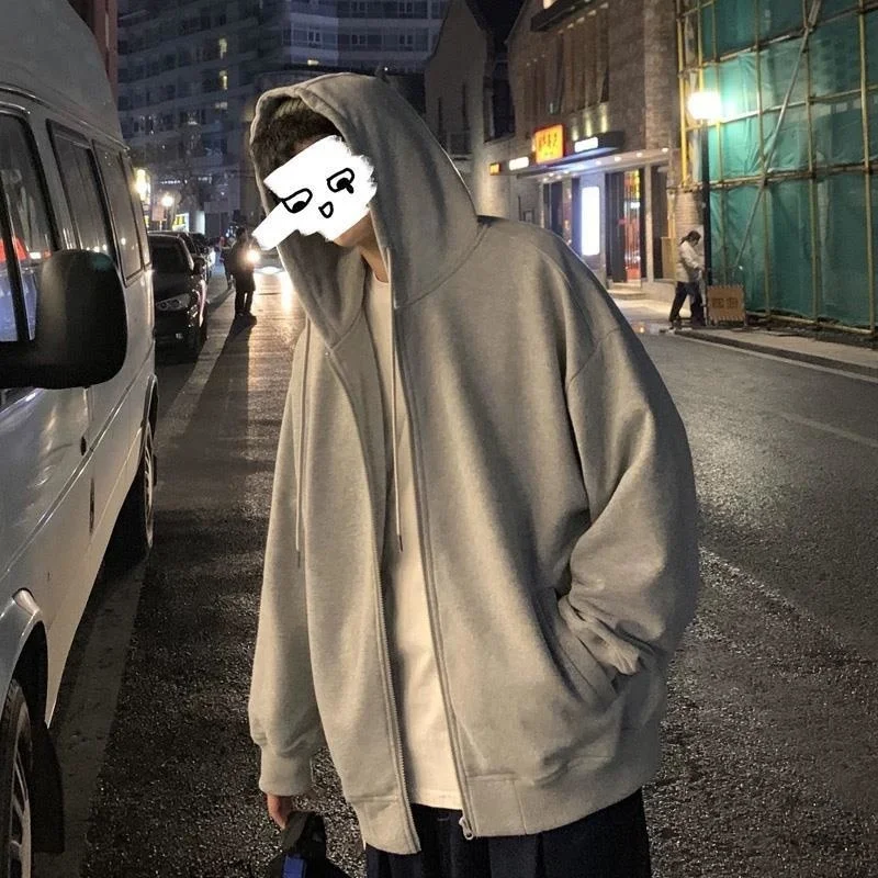 

men's Hoodie, classic, comfortable, zipped, hip hop style, white, autumn