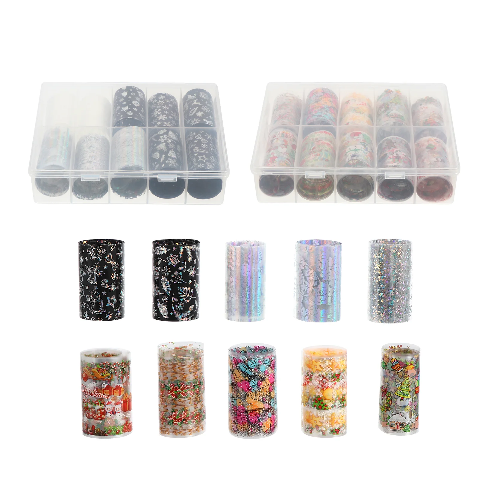 

20 Rolls 3d Nail Stickers Christmas Manicure Decals Charm Xmas Foil Transfer DIY