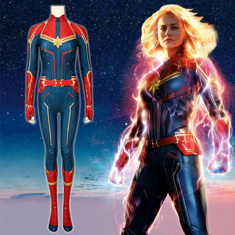 

Marvel Superhero Captain Marvel The Avengers Carol Danvers Cosplay Costume Jumpsuit Bodysuit Halloween Costumes for Aldult Women