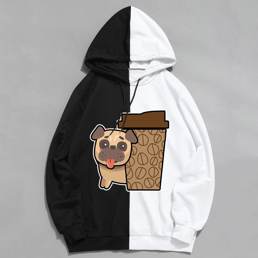 Y2k Dog and Coffee Graphic Hoodie Coffee Lovers Streetwear Fluffy Women Men Hoodies Fashion Sweatshirt 90s Lovely Unisex Tops