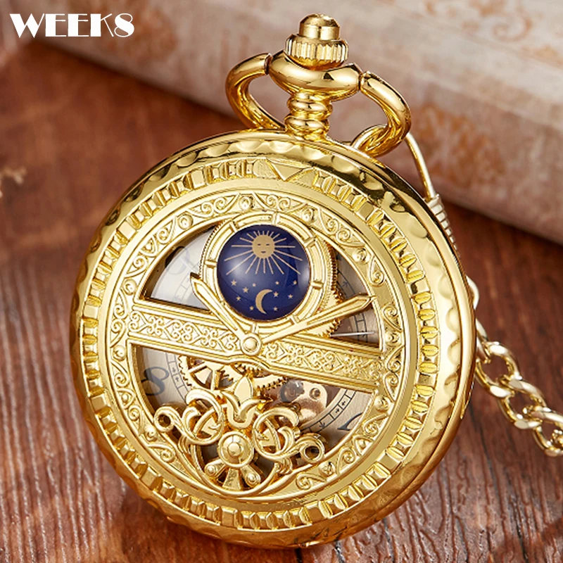Luxury Mechanical Clock Vintage Man Pocket Watch Fob Chain Steampunk Skeleton Classic Watches for Men Chinese Factory Pendant