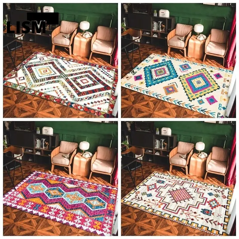 

Bohemia Retro Carpets Living Room Decoration Large Area Rugs for Girls Bedroom Kitchen Decor Morocco Lounge Anti-slip Floor Mats