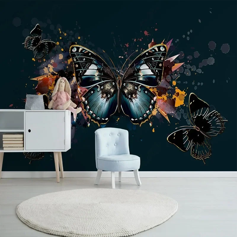 

Custom Any Size 3D Modern Minimalist HD Hand-Painted Light Luxury Dazzling Butterfly Nostalgic Background Wall Mural Home Décor