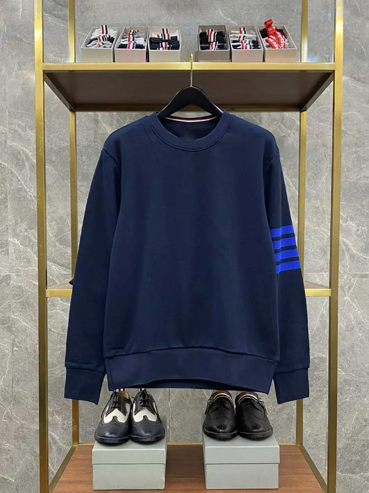 

Sweatshirt TB Cotton THOM Loopback Jersey 4-Bar Pullovers Navy Tops Korean Designer Men's Hoodies Sports Streetwear Sweatshirts