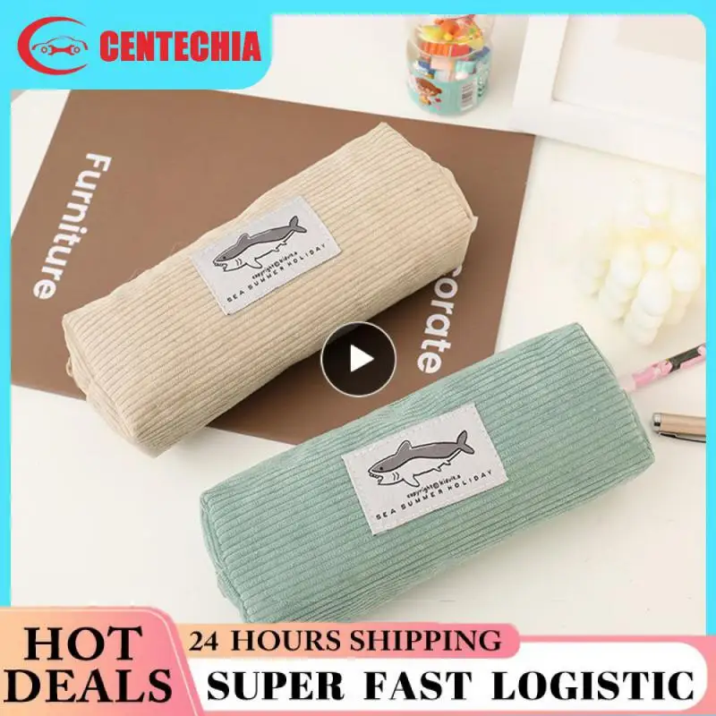 

Shark Pencil Case Large Opening Design Corduroy Corduroy Pen Case Large Capacity Super Capacity School Pencil Pouch Stationery