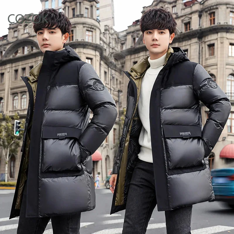 Куртка COZOK Мужская зимняя длинная дизайнерская одежда с утиной подкладкой легкие