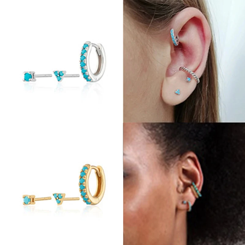 

3Pcs/Sets Crystal Earrings For Women Ear Piercing Hoop Earrings Jewelry Geometry Stud Earrings Jewelry Accessories Gifts