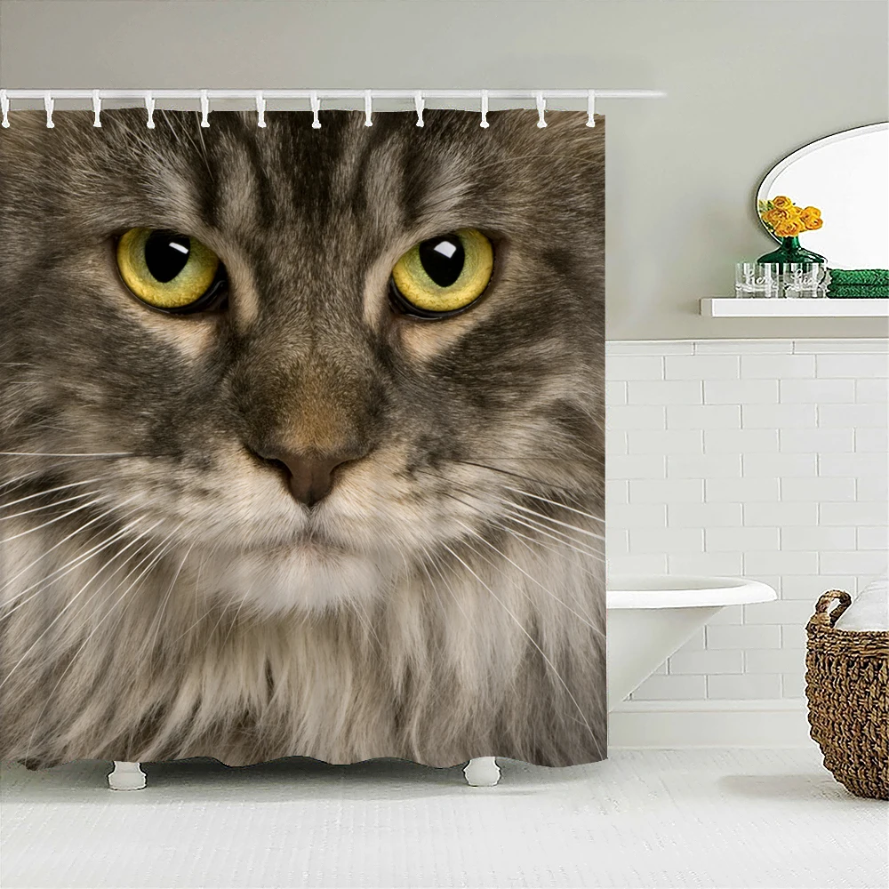 Занавеска для душа с животными водонепроницаемая шторка ванной комнаты из