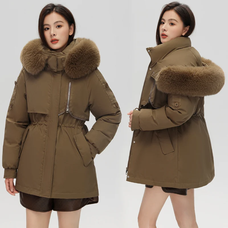 

Winter Jackets Vintage Women Parkas Solid New Long Sleeve Coat Korean Large Size Female Clothing Loose Fashion Hooded Snowsuit