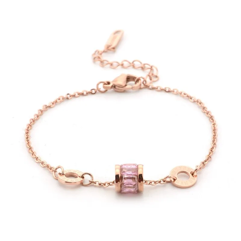 

Women's Bracelet Does Not Fade Advanced Design Sense Rose Gold Titanium Steel Lucky Stone Bracelet Couple Bracelet