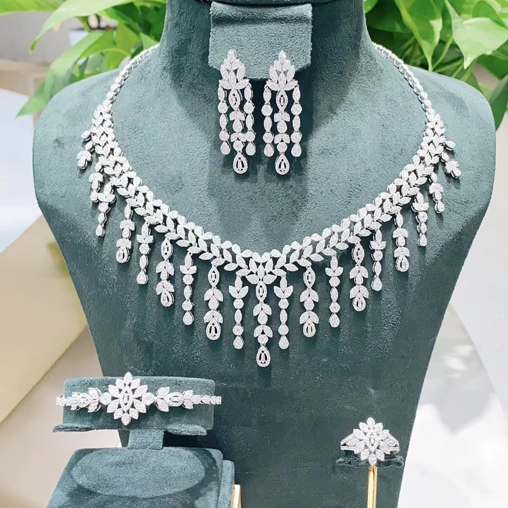 

INJEWELIFE Elegance Necklace Set For Women's Cubic Zirconia Bridal Jewelry Sets Party Wedding Dress Suits Jewelry Accessory