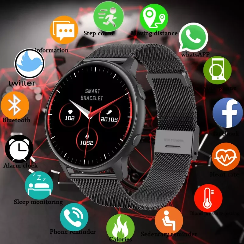 

2022 New Smart Watch Men Full Touch Screen Sport Fitness Watch IP67 Waterproof Bluetooth For Android ios smartwatch Men+box