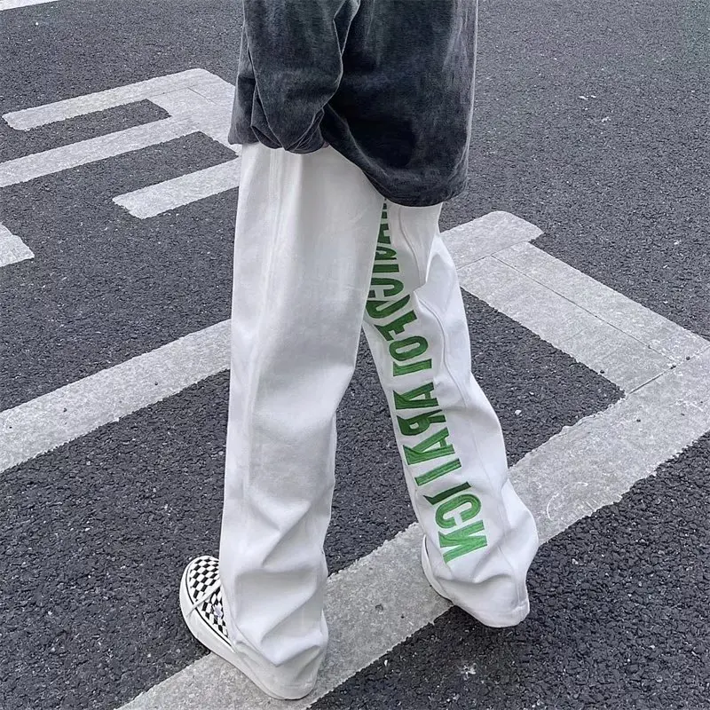 

Oversized White Star Embroidered Jeans Women American Casual Patchwork Patch Lettering Straight Pants Slim Fit Hot Girl Style