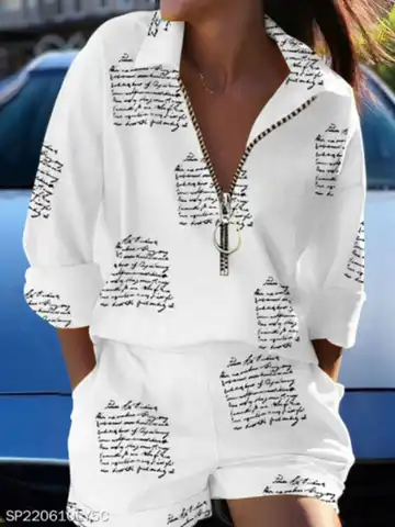 Summer Elegant Women's Shirts 2 Piece Set Casual White Long Sleeve Blouses  Shorts Women Suits Loose Streetwear Female Clothing