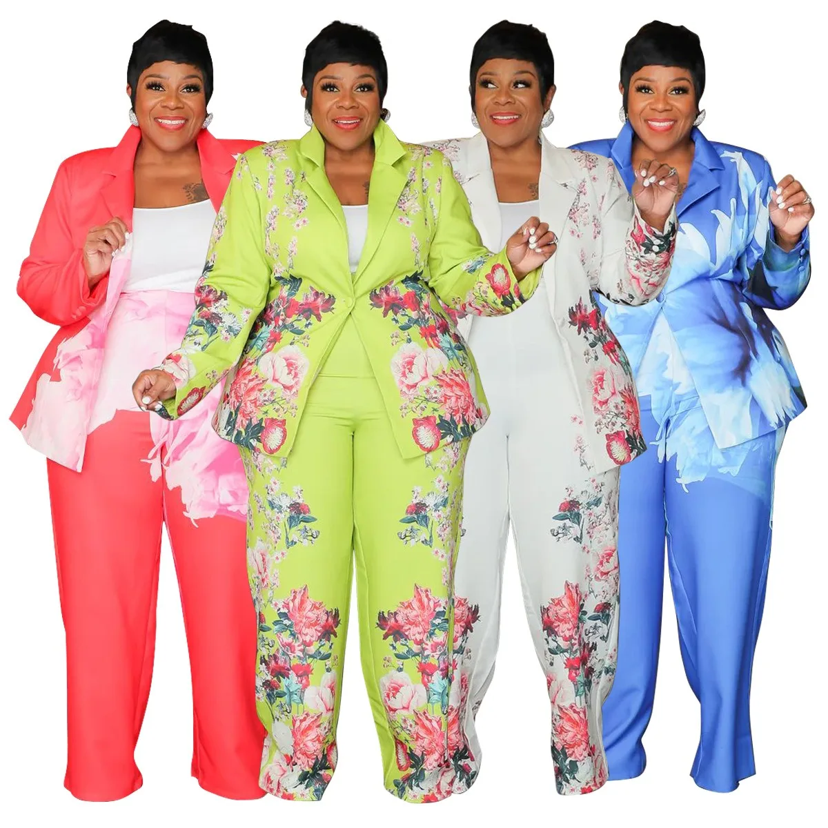 XL-5XL женская одежда высокого качества с красочным принтом комплекты из двух