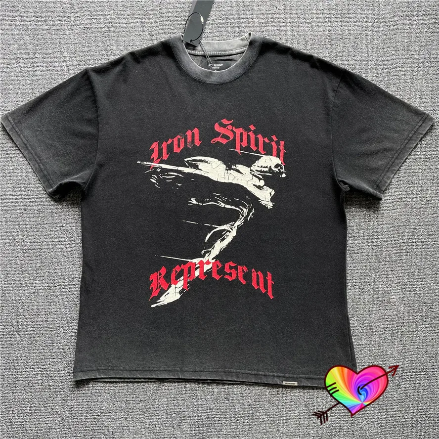 

2022 Vintage Washed Represent Tee Men Women 1:1 High Quality Steel Spirit Represent T shirt Iron Tops Oversize Short Sleeve