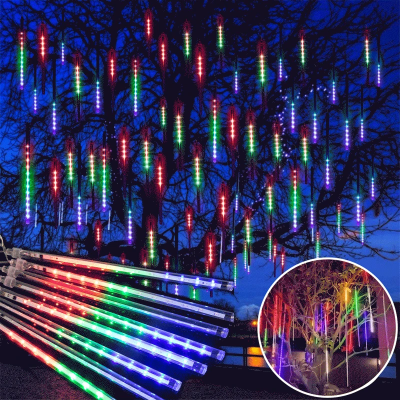 

Snow Fall LED Lights Meteor Shower Lights Outdoor Tubes Icicle Hanging Falling Rain Lights for Tree Bushes Holiday Party Decor
