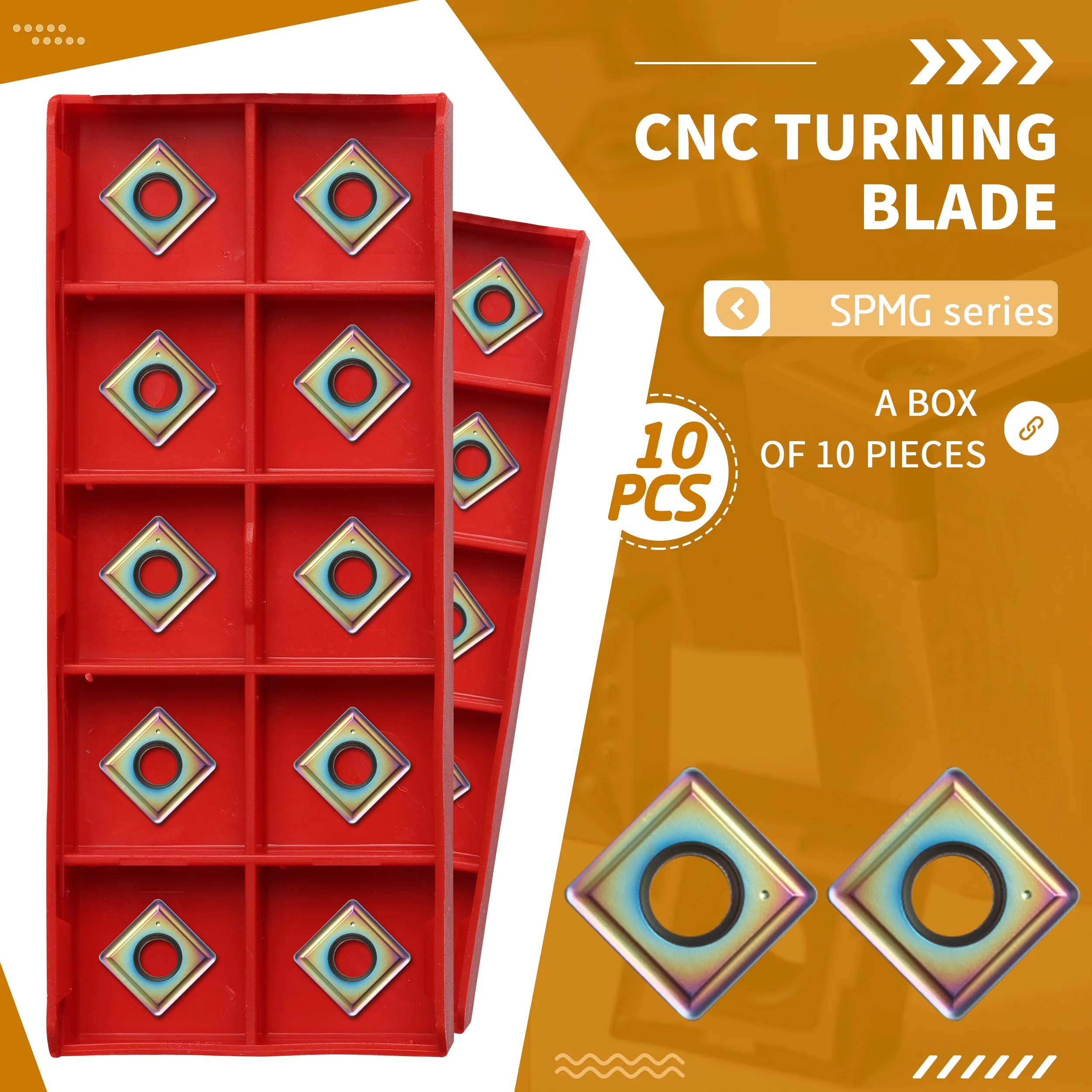 

10Pc SPMG050204-TG CV168 SPMG0602 SPMG07T308 SPMG0904 SPMG110408 Color CNC Carbide Insert Lathe Machining Turning Tool Cut Steel