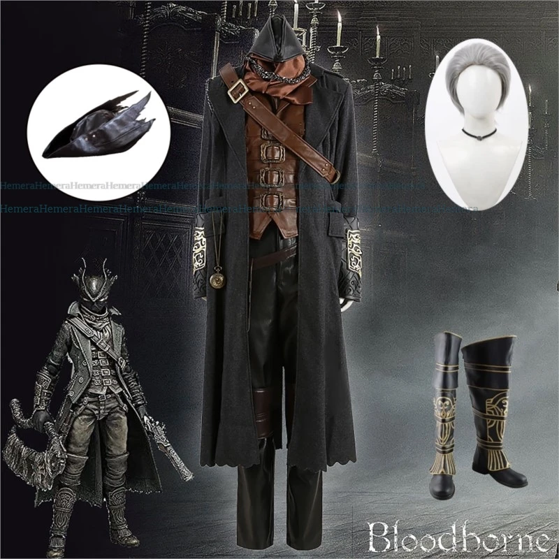 Cos аниме игры роли Gehrman Bloodborne Huntsman костюмы для косплея мужчин и женщин полный