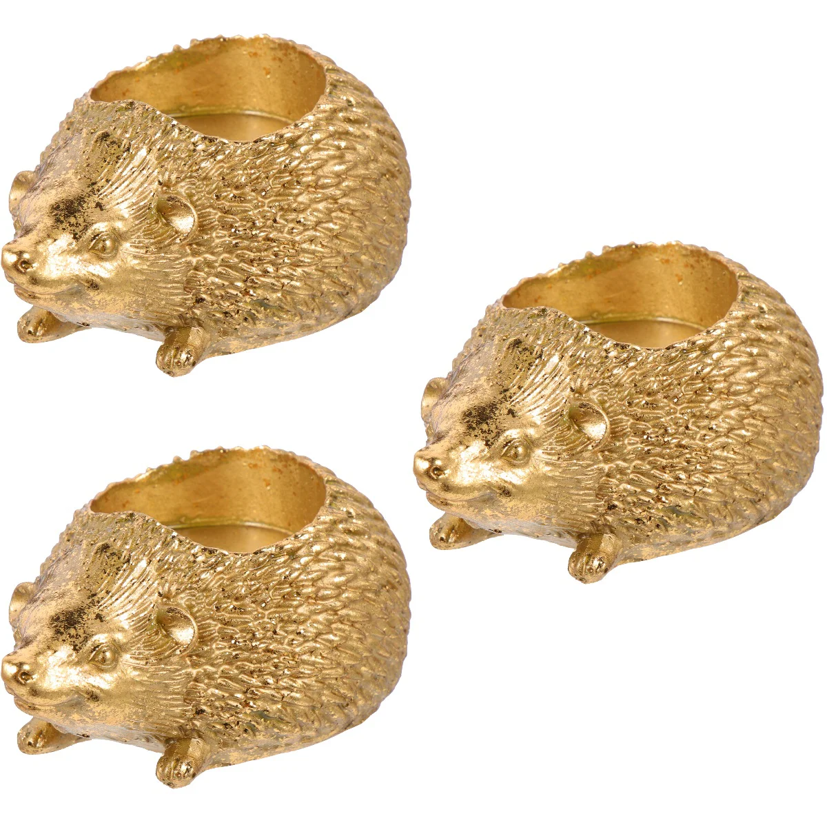 

3pcs Resin Hedgehog Shaped Holder Animal Statue Candlestick Decor Ornament