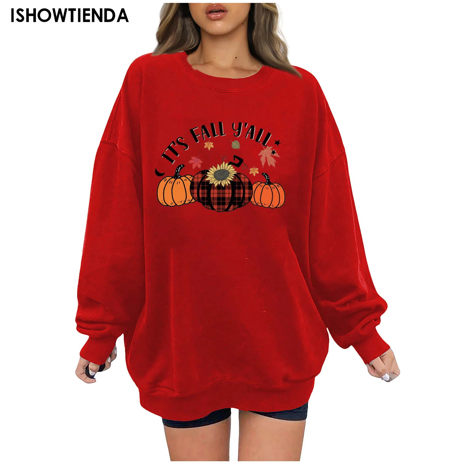 

Women Sweatshirts Pumpkin Print Oversized Pullover O-neck Long Sleeve Halloween Sweatshirt Woman Autumn Winter Harajuku Top