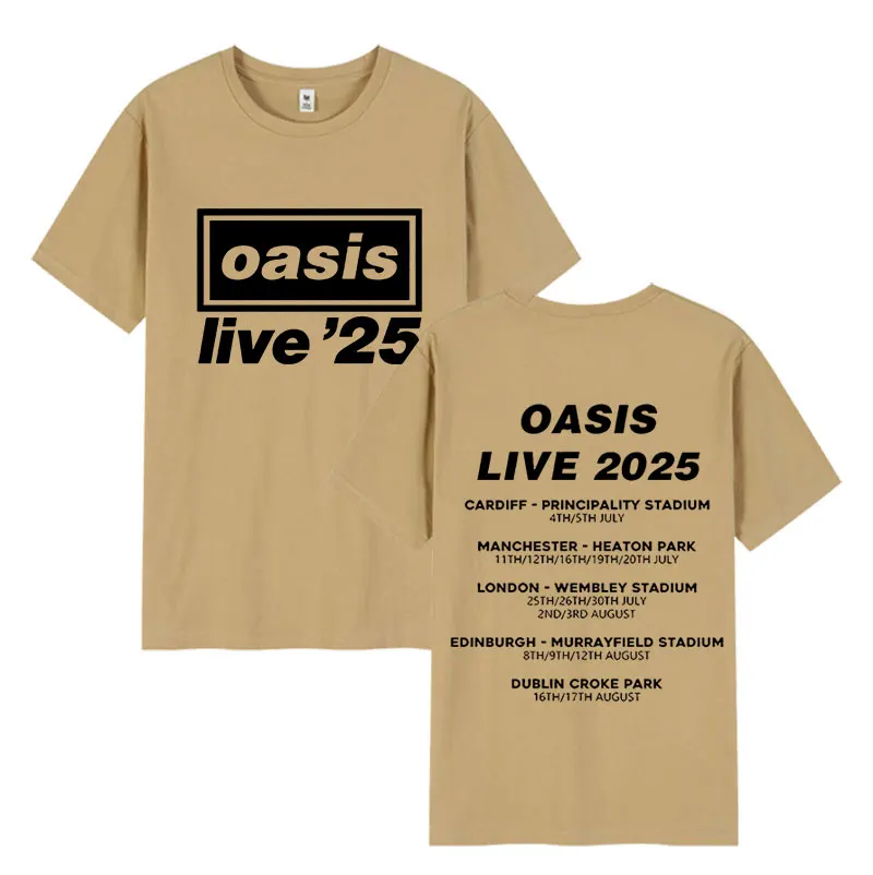 Футболка British Band O-Oasis Live 25 Tour 2025 мужская модная хлопковая футболка с коротким