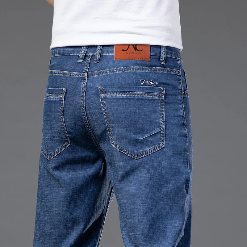 

3 Colors Summer Men's Thin Jeans Korean Regular Fit Stretch Casual Pants Male Spring Autumn New Business Straight Denim Trousers