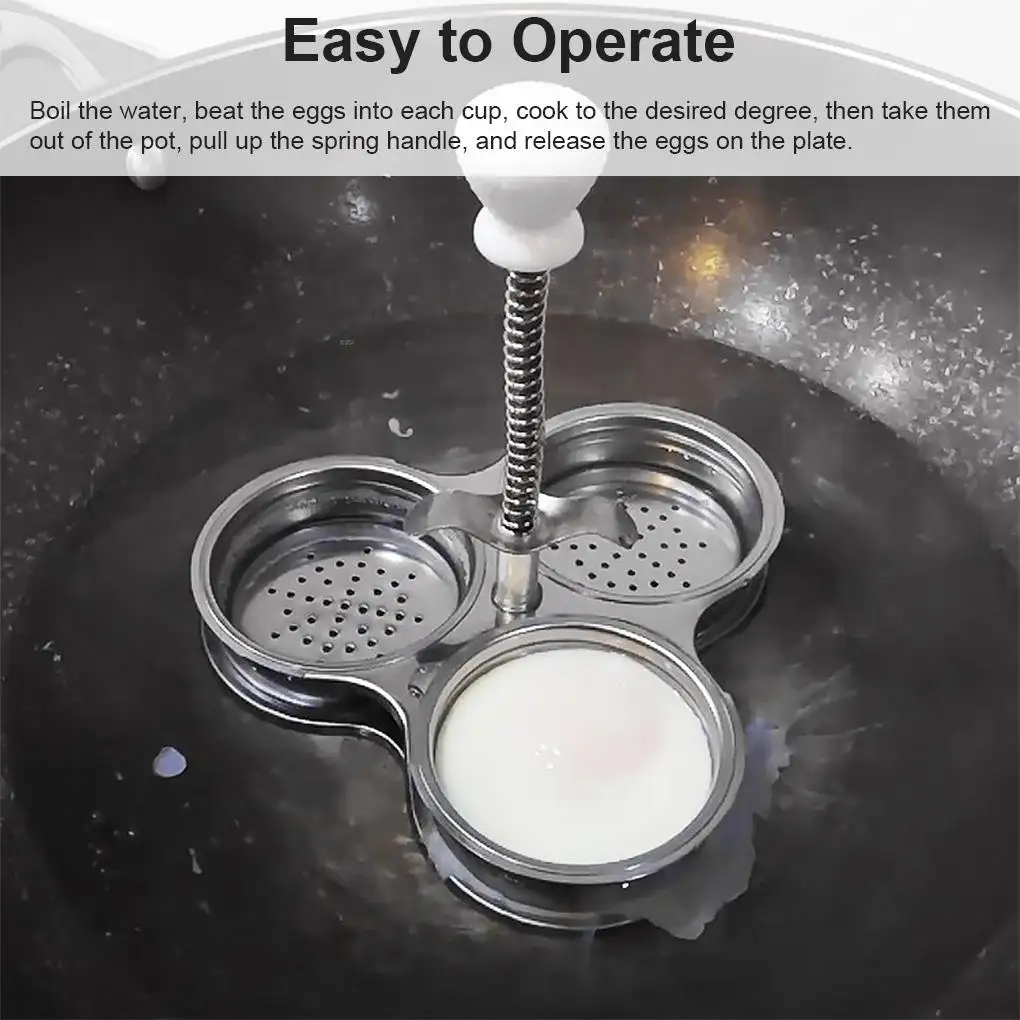 

Stainless Steel Egg Poacher Adjustable 3 Grid Steamer Eggs Boiler Multi Function Home Kitchen Gadgets Egg Shaping Cooker