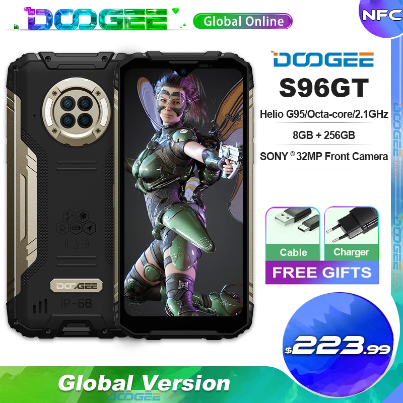 Смартфон DOOGEE S96 GT защищенный Android 12 Helio G95 8 + 256 ГБ 6350 мА · ч дисплей 6 22 дюйма 24 Вт
