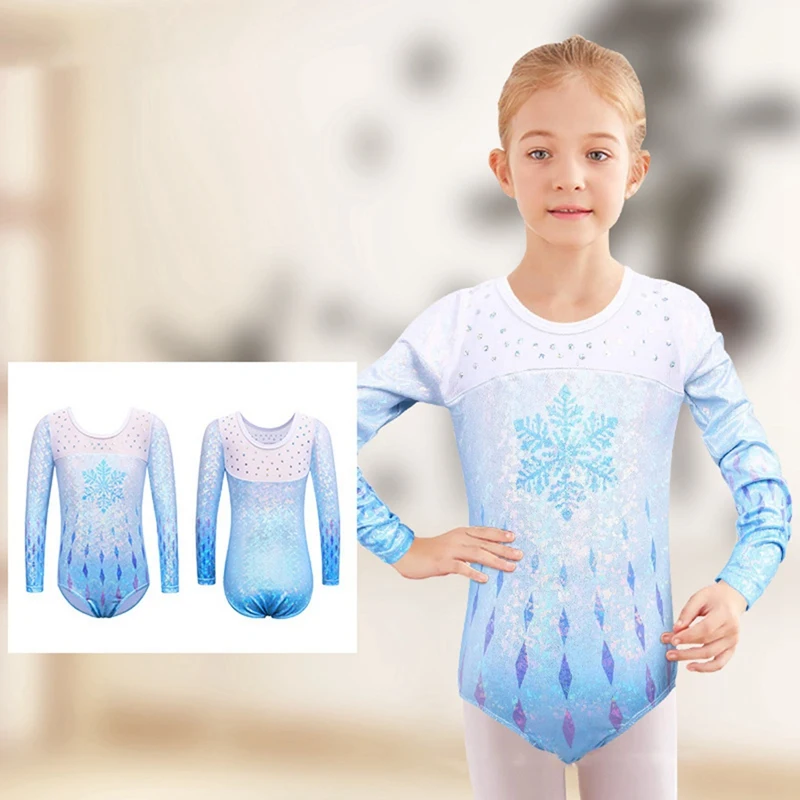 

Girls Ballet Dress Long Sleeve Practice Dance Wear Gymnastics Bright Blue Color Body Suits Ballet Clothes