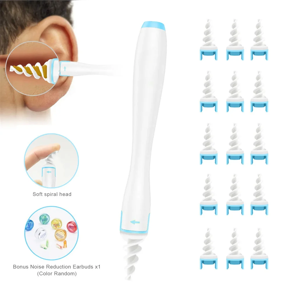 

Ear Cleaner With Soft Silicone Ear Wax Remover Tool 16 Replacement Tips Spiral Earwax Cleaner Health Ear Cleaner Ear Care Tools