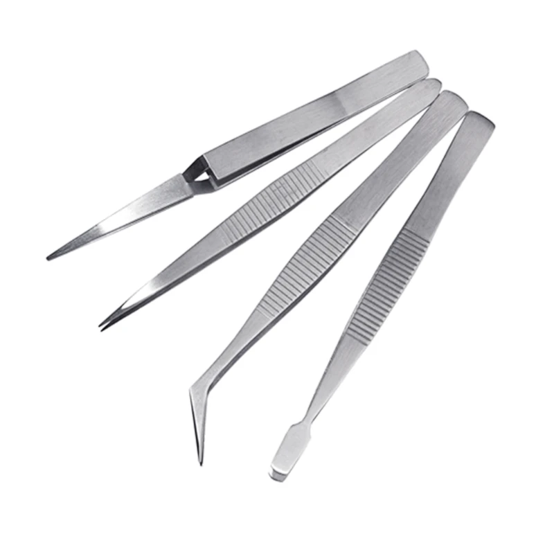 

4Pcs Professional Stainless Steel Tweezers Pointed-nose Self Locking Tweezers for Craft Jewellery Stamps Model Making Gadgets
