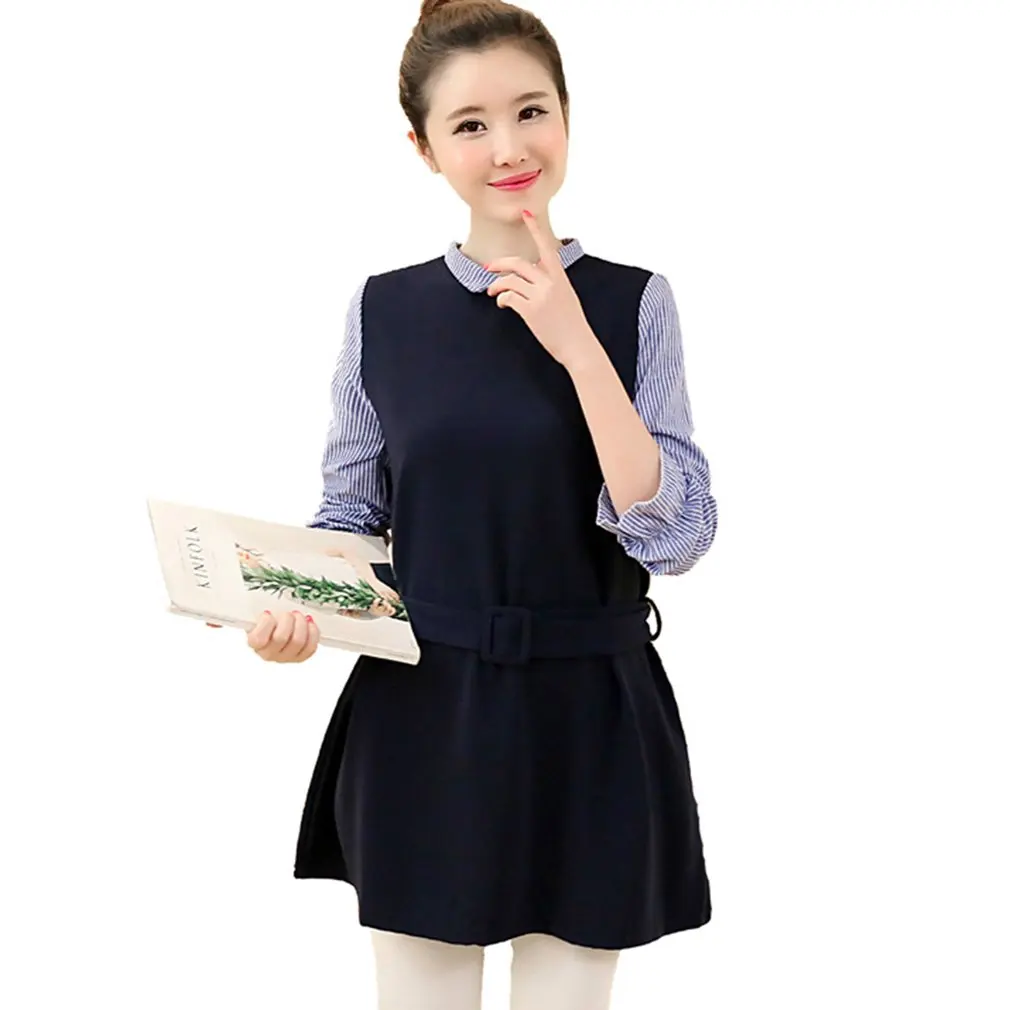 

2020Fashion Dress Patchwork Fake Two Pieces Long Sleeved Pregnant Woman Elegant Dress Loose Comfortable Casual Daily Wear